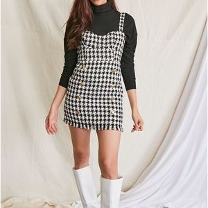Black & White Houndstooth Tweed Mini Dress